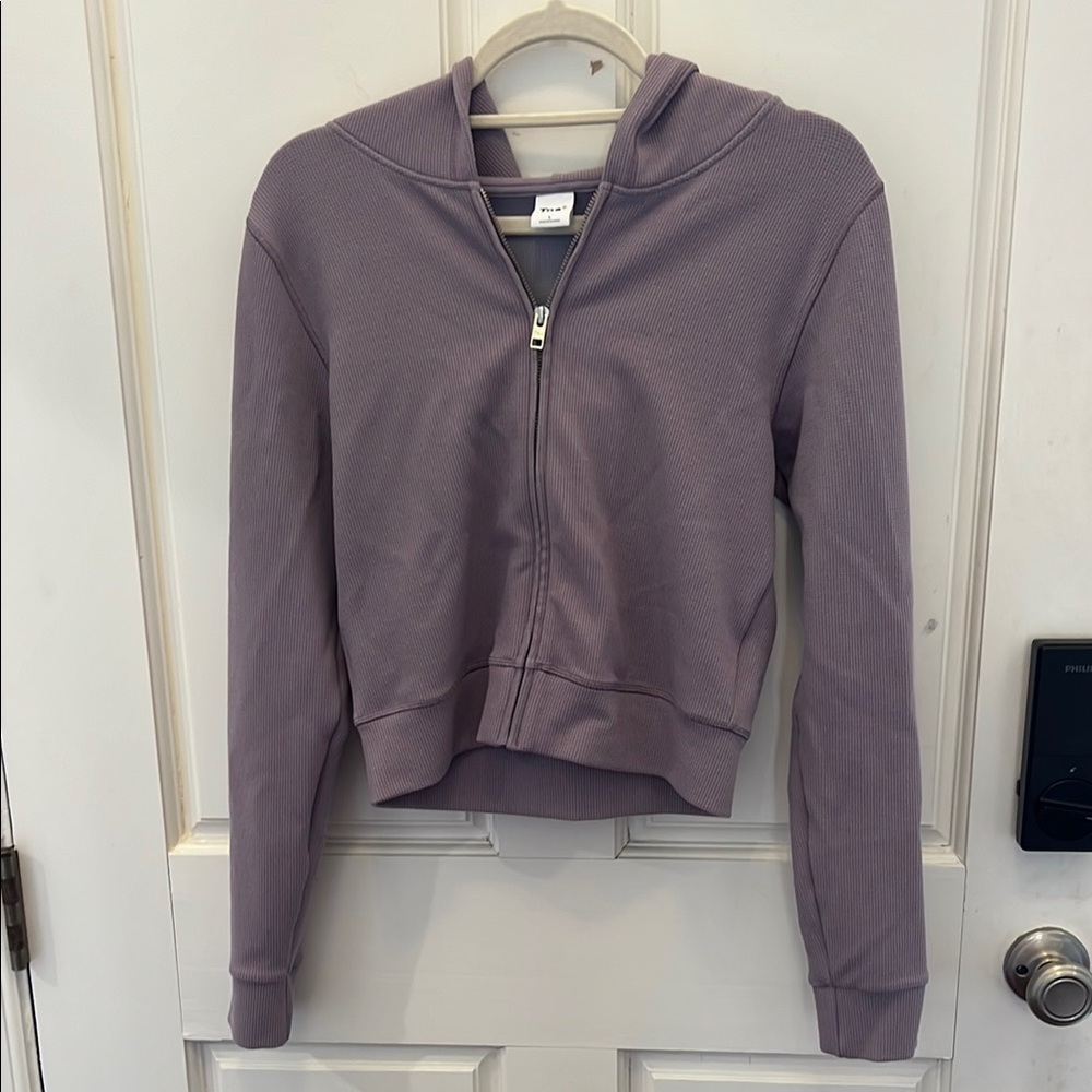 EUC Aritzia TNA waffle knit zip up hoodie
